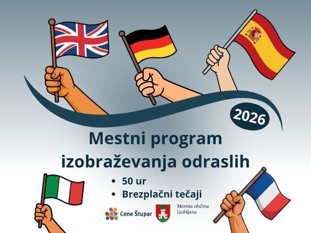 Mestni program izobraževanja odraslih – brezplačni tečaji tujih jezikov, 50 ur