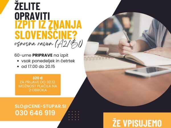 PRIJAVITE SE NA 60-urne PRIPRAVE pred IZPITOM SLOVEŠČINE (A2/B1)