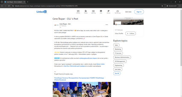 LinkedIn Cene Štupar December 6, 2024