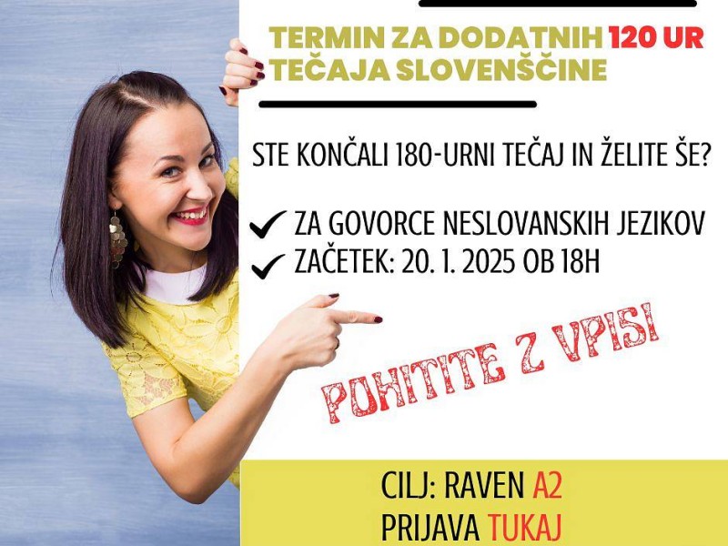 We invite you to enroll in a 120-hour Slovenian language course