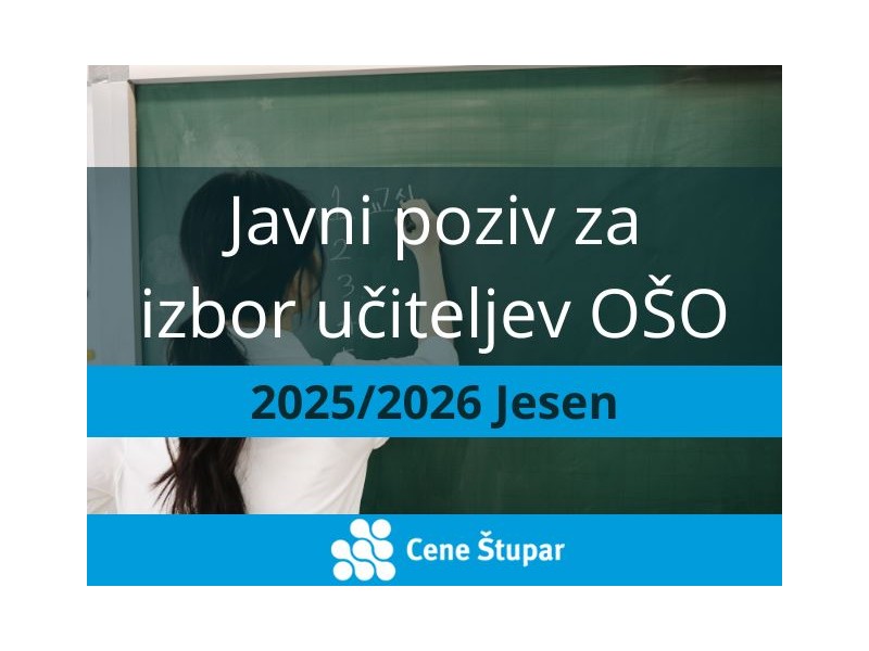 Public Call for Applications for the Selection of OŠO Teachers for Fall 2025–2026