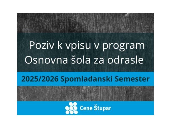 Poziv k vpisu v program Osnovna šola za odrasle 2025/2026 - Spomladanski semester